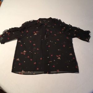 Who What Wear Black 3/4 sheer blouse